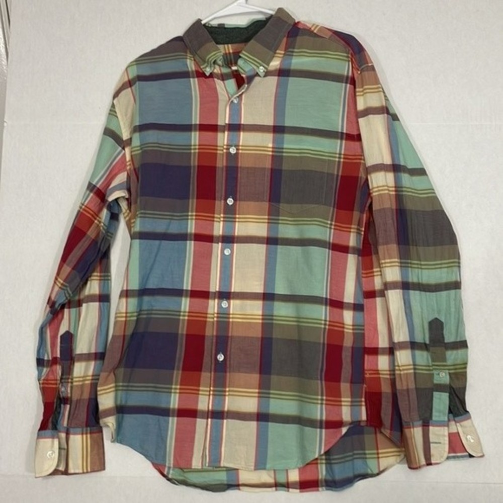 J. Crew Shirt, Lightweight Cotton Long Sleeve Button Down Multicolor Plaid, L